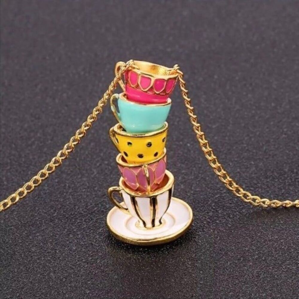 Handmade Colorful Teacup Necklace New
